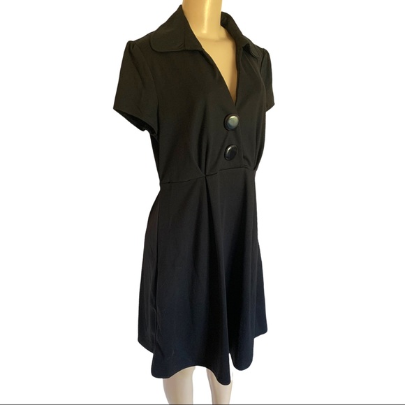 NWT Love Culture Fit & Flare Plunge V-Neck Button Detail Midi Career Dress SM - Picture 2 of 11